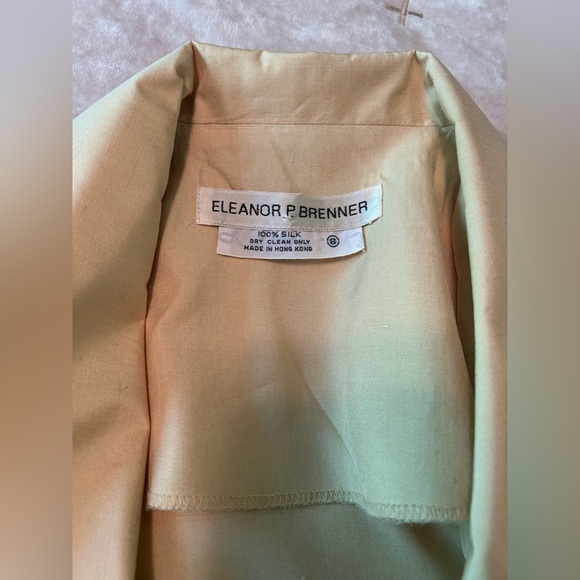 VTG 100% Silk Short Trench Jacket Butter Yellow Women’s Size 8 Lightweight - Picture 2 of 12